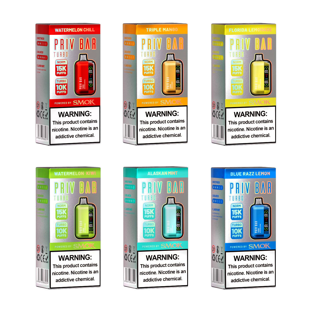 Priv Bar By Smok 15000 hits Mayoreo (Caja 10 Pz)
